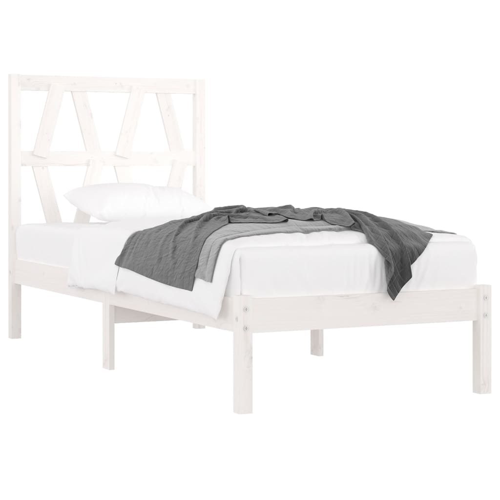 Estrutura de cama pequena solteiro 75x190cm pinho maciço branco