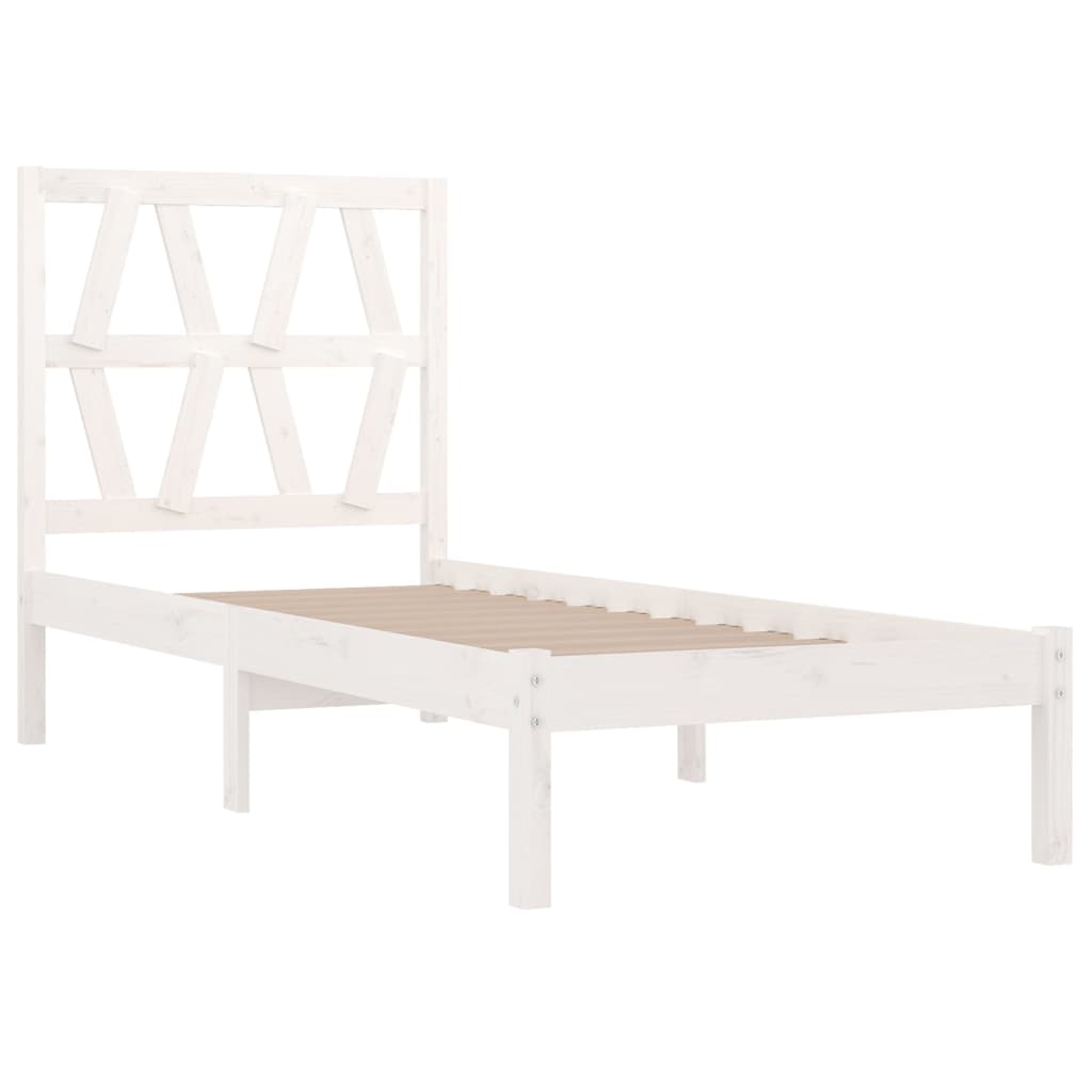 Estrutura de cama pequena solteiro 75x190cm pinho maciço branco