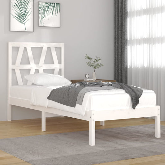 Estrutura de cama pequena solteiro 75x190cm pinho maciço branco