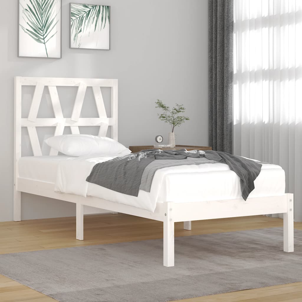 Estrutura de cama solteiro 90x190 cm pinho maciço branco