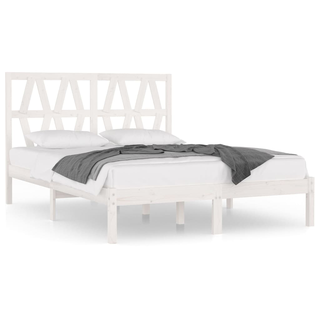 Estrutura de cama pequena casal 120x190 cm pinho maciço branco