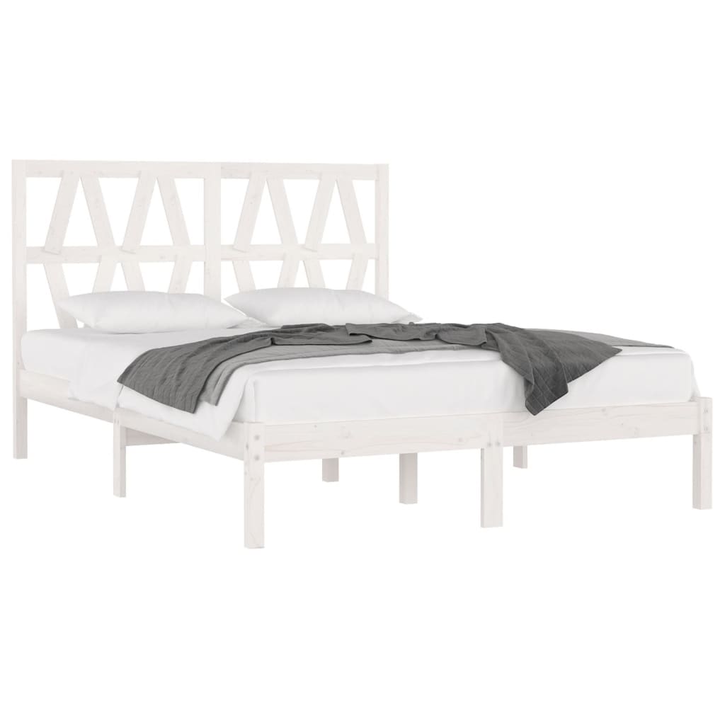 Estrutura de cama pequena casal 120x190 cm pinho maciço branco