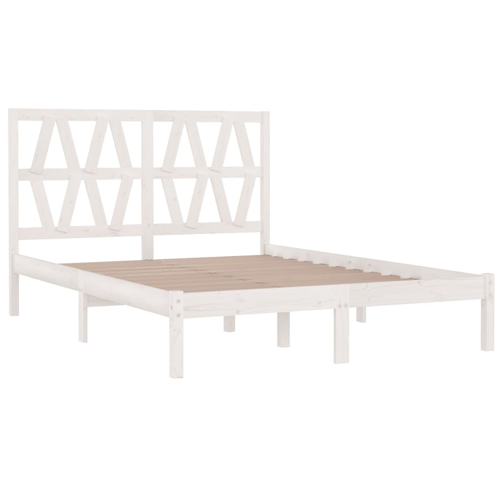 Estrutura de cama pequena casal 120x190 cm pinho maciço branco