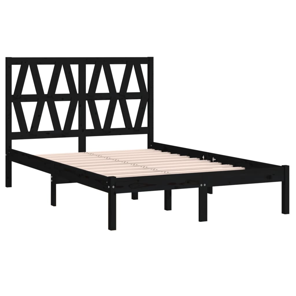 Estrutura de cama pequena casal 120x190 cm pinho maciço preto