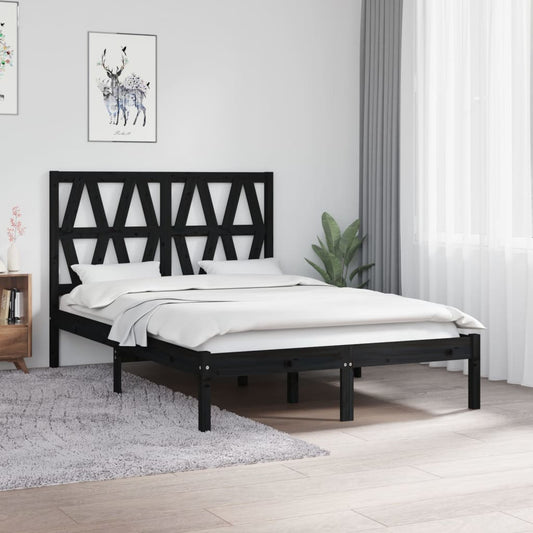 Estrutura de cama pequena casal 120x190 cm pinho maciço preto