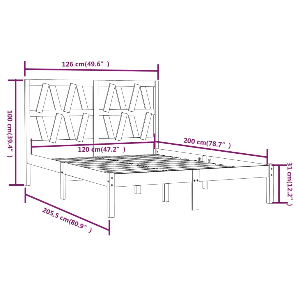 Estrutura de cama 120x200 cm pinho maciço branco