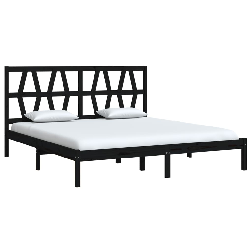 Estrutura de cama super king 180x200 cm pinho maciço preto