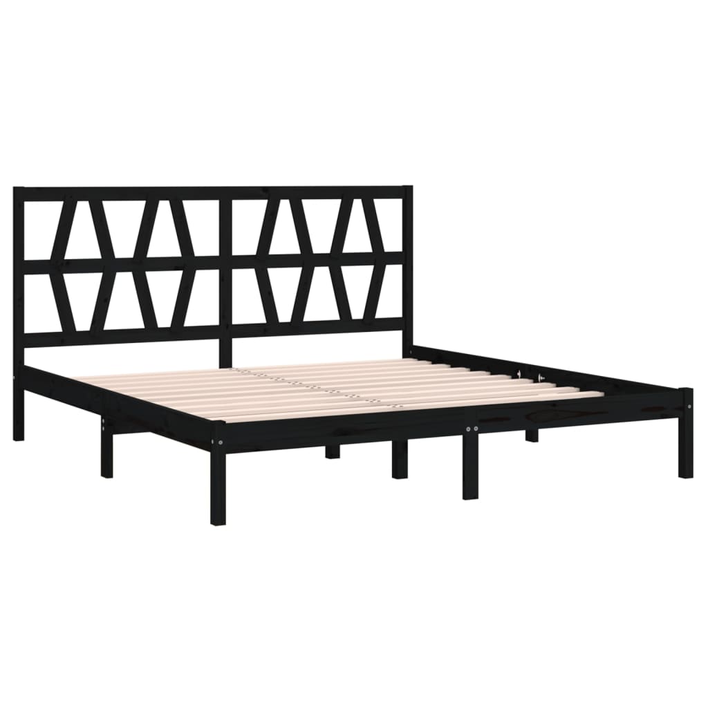 Estrutura de cama super king 180x200 cm pinho maciço preto