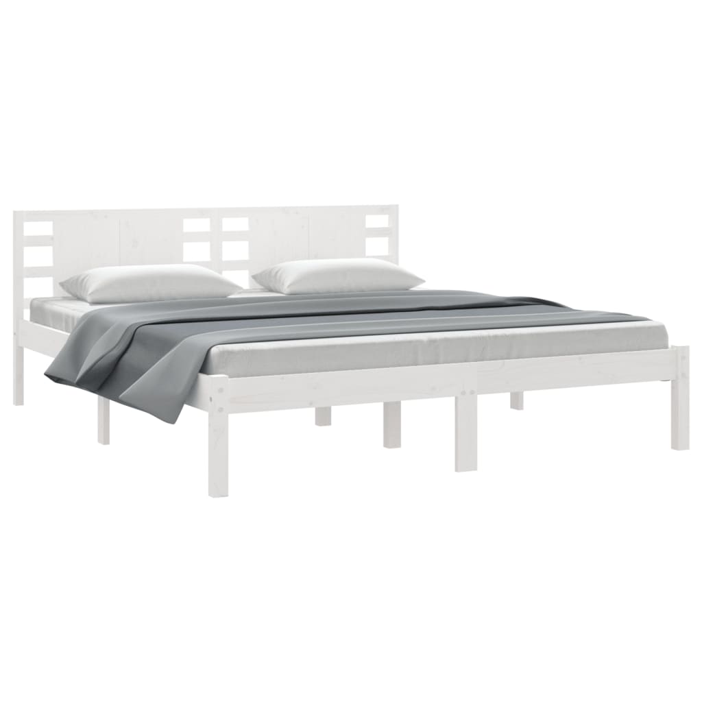 Estrutura de cama super king pinho maciço 180x200 cm branco