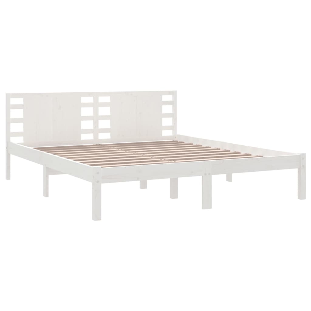 Estrutura de cama super king pinho maciço 180x200 cm branco