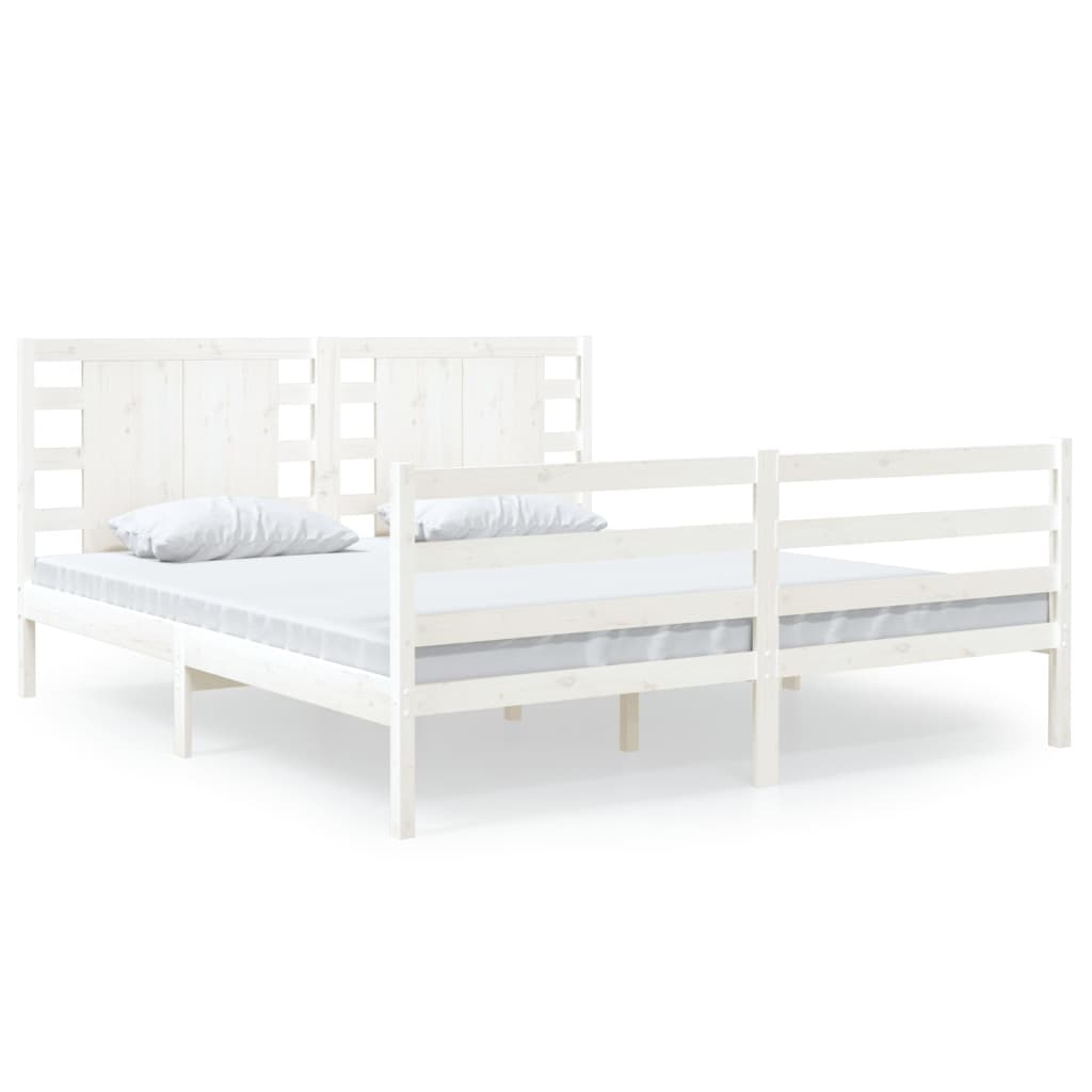 Estrutura de cama super king 180x200 cm pinho maciço branco