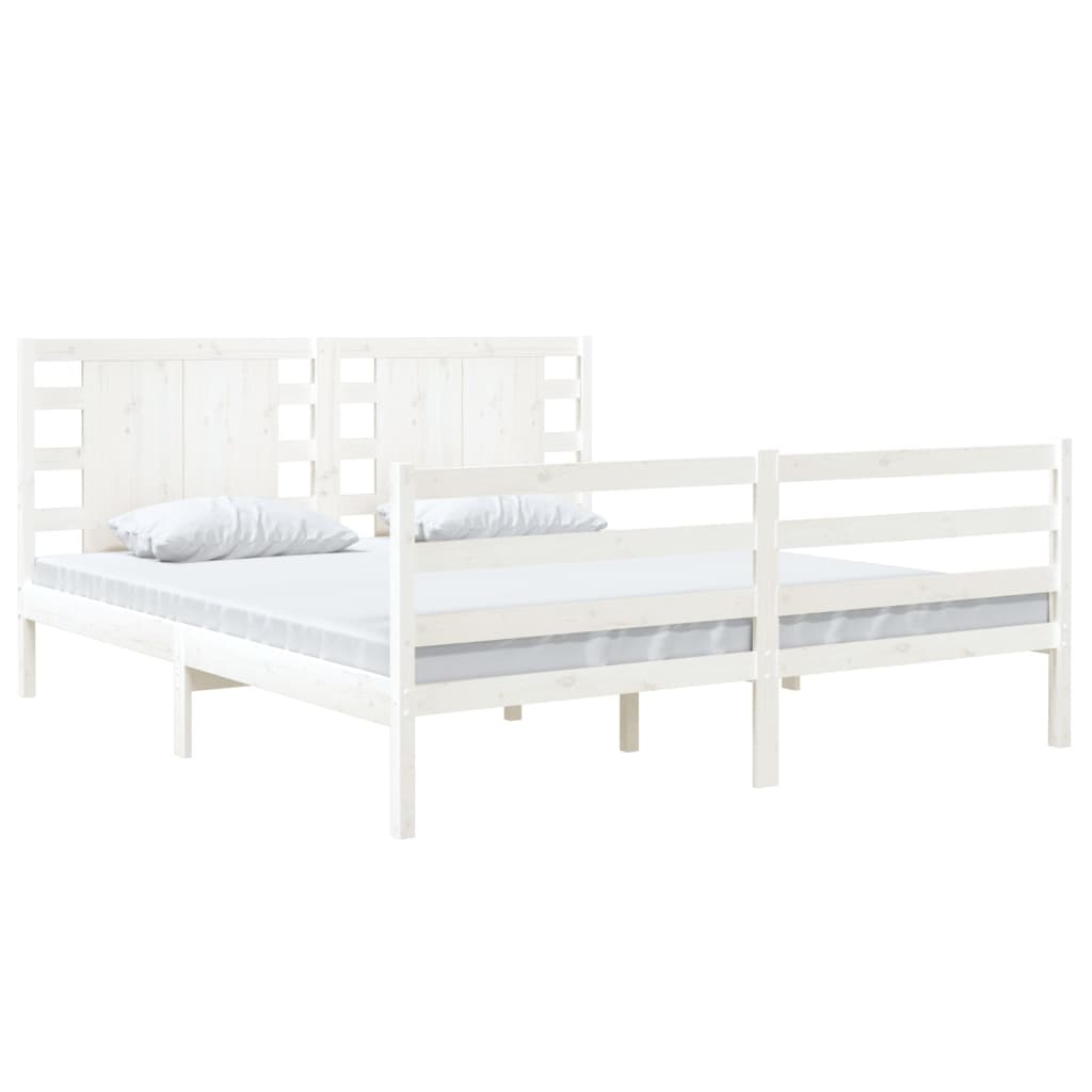 Estrutura de cama super king 180x200 cm pinho maciço branco