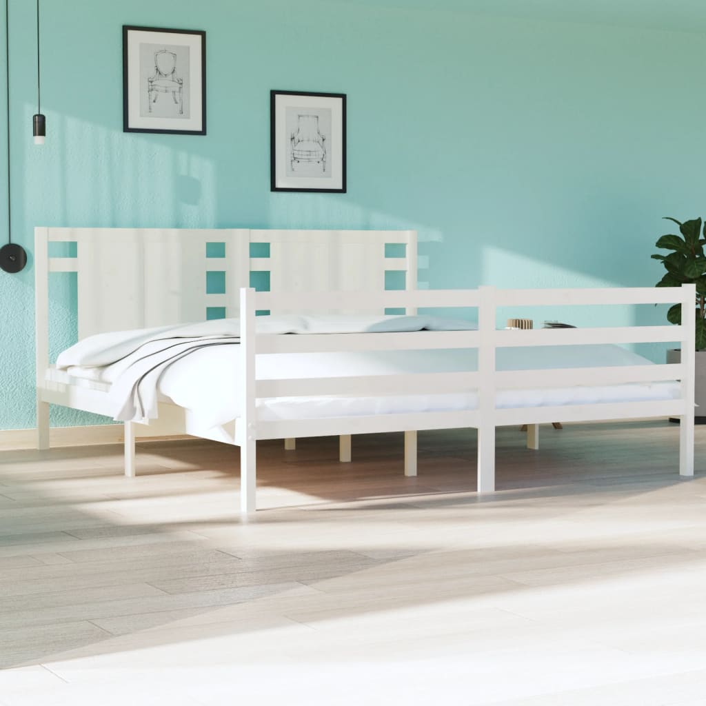 Estrutura de cama super king 180x200 cm pinho maciço branco