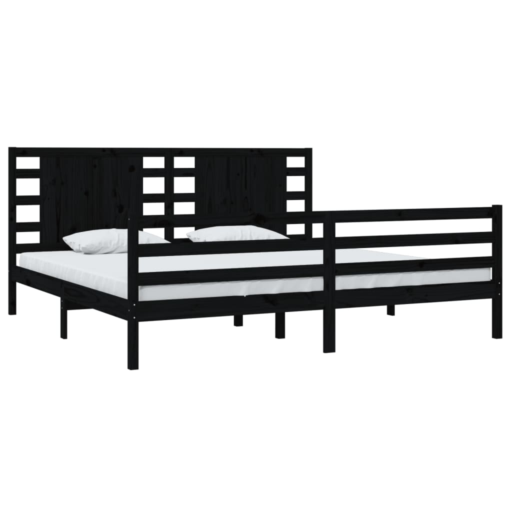 Estrutura de cama super king 180x200 cm pinho maciço preto