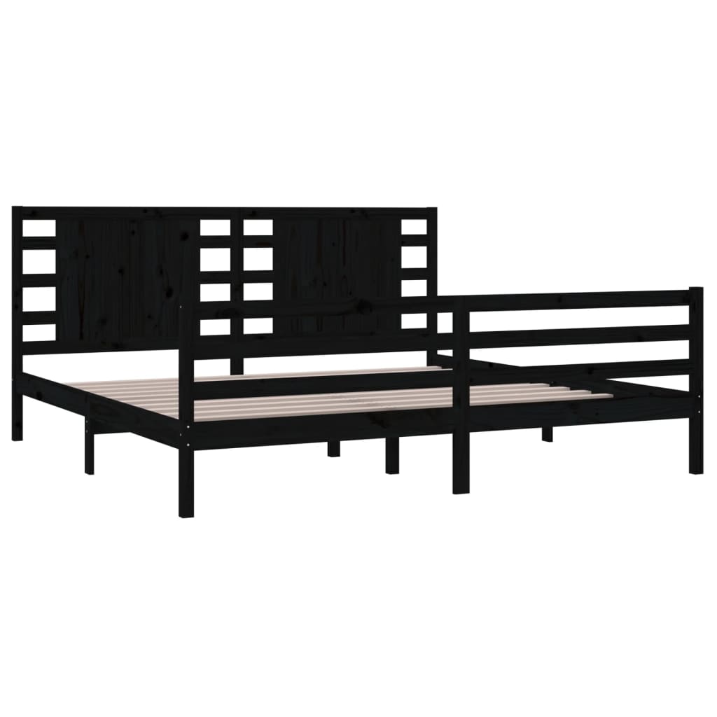 Estrutura de cama super king 180x200 cm pinho maciço preto