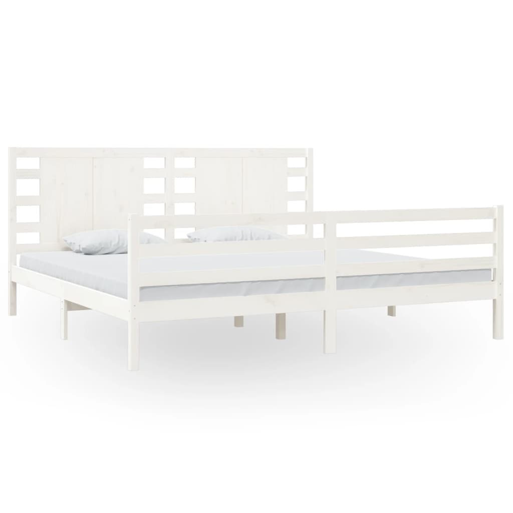 Estrutura de cama 200x200 cm madeira de pinho maciça branco