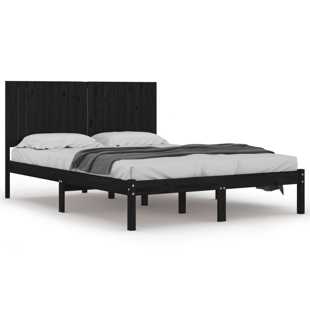 Estrutura de cama super king 180x200 cm madeira maciça preto