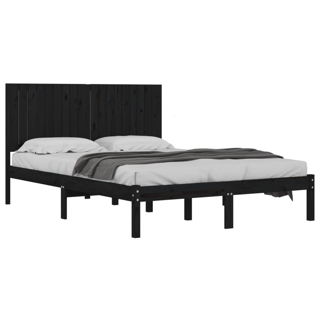 Estrutura de cama super king 180x200 cm madeira maciça preto