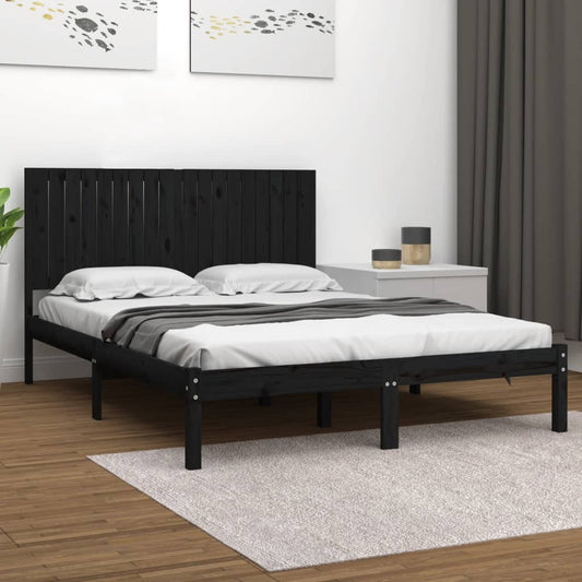 Estrutura de cama super king 180x200 cm madeira maciça preto