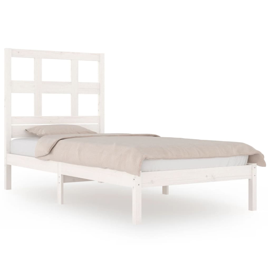 Estrutura de cama 90x200 cm pinho maciço branco