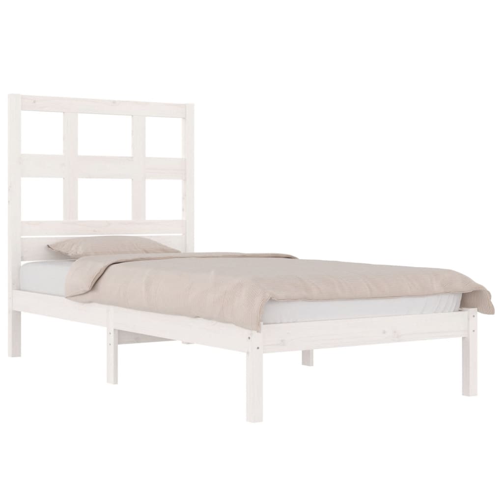 Estrutura de cama 90x200 cm pinho maciço branco