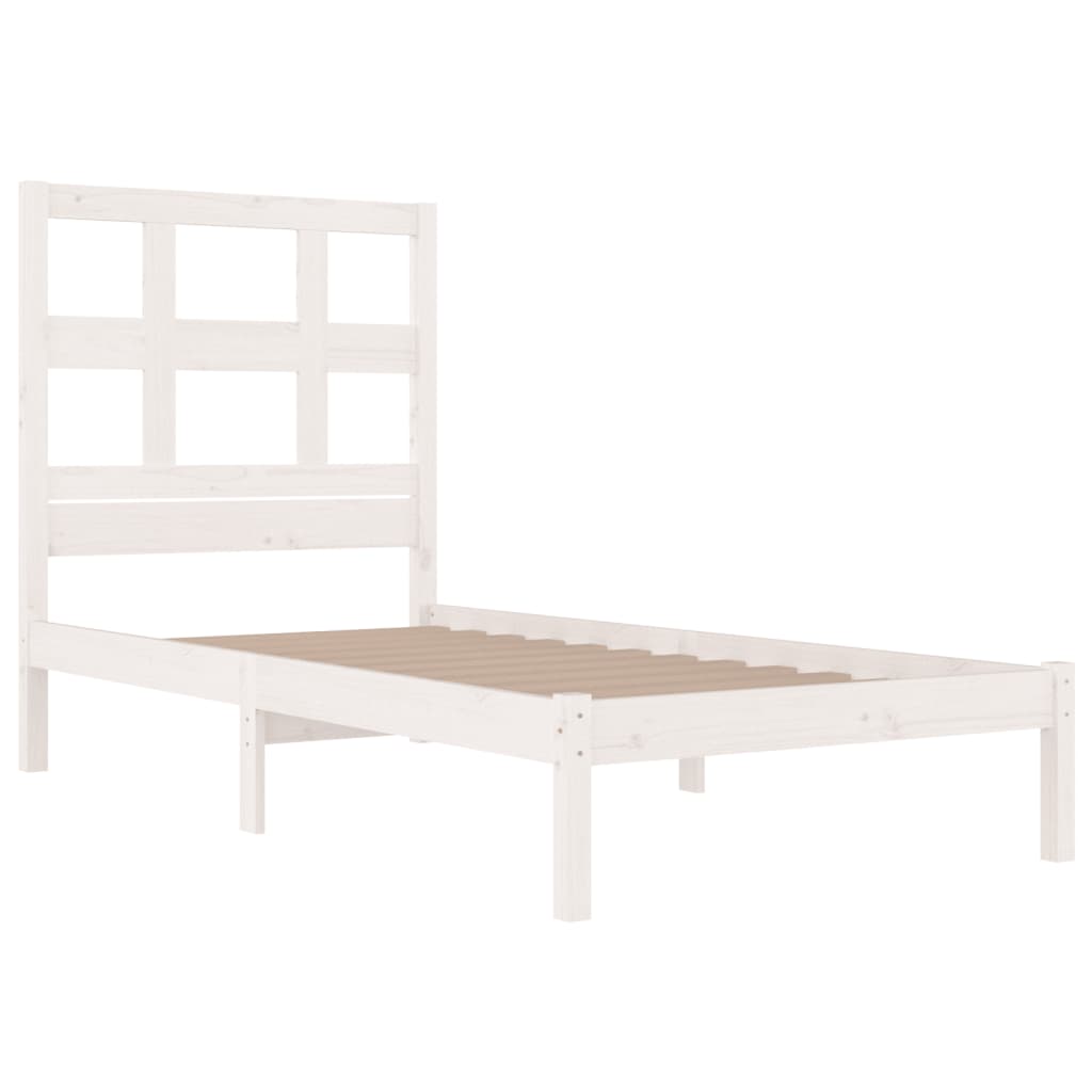 Estrutura de cama 90x200 cm pinho maciço branco