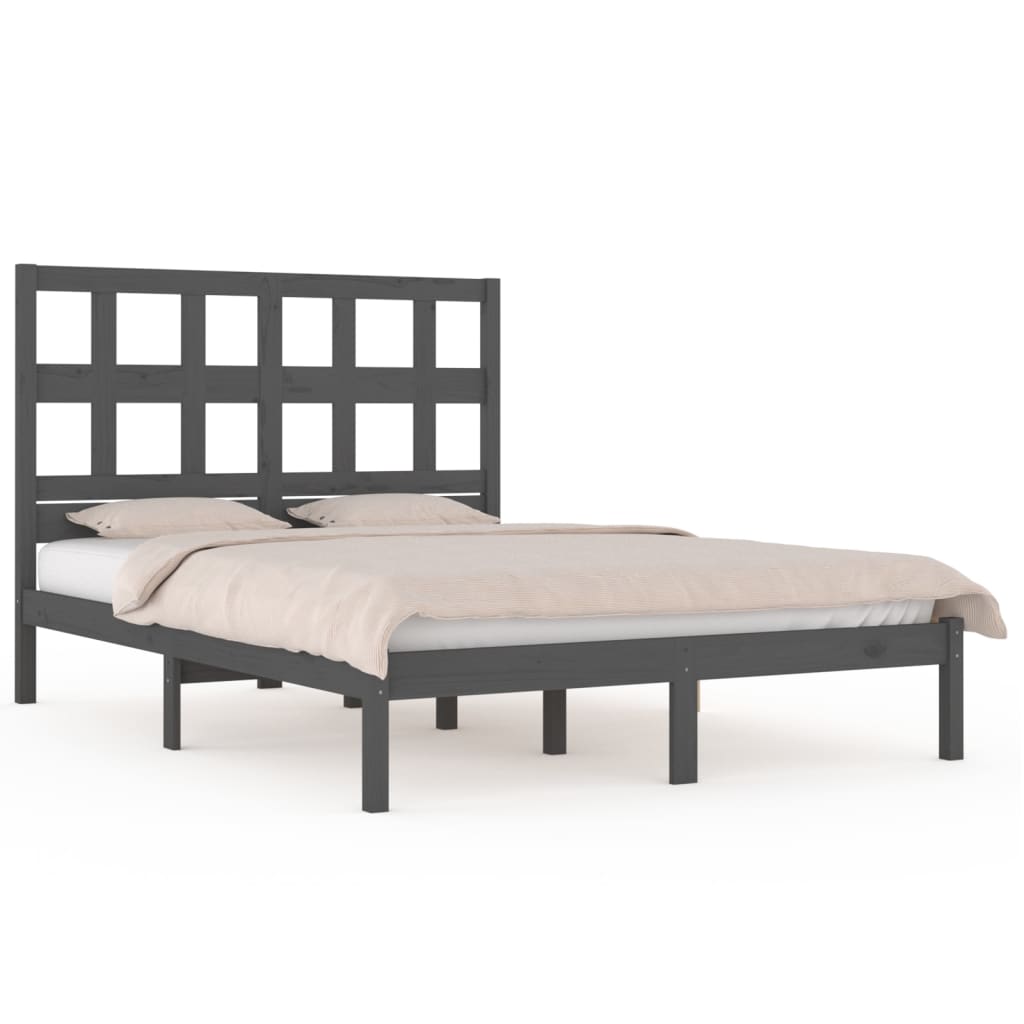 Estrutura de cama super king 180x200 cm pinho maciço cinza