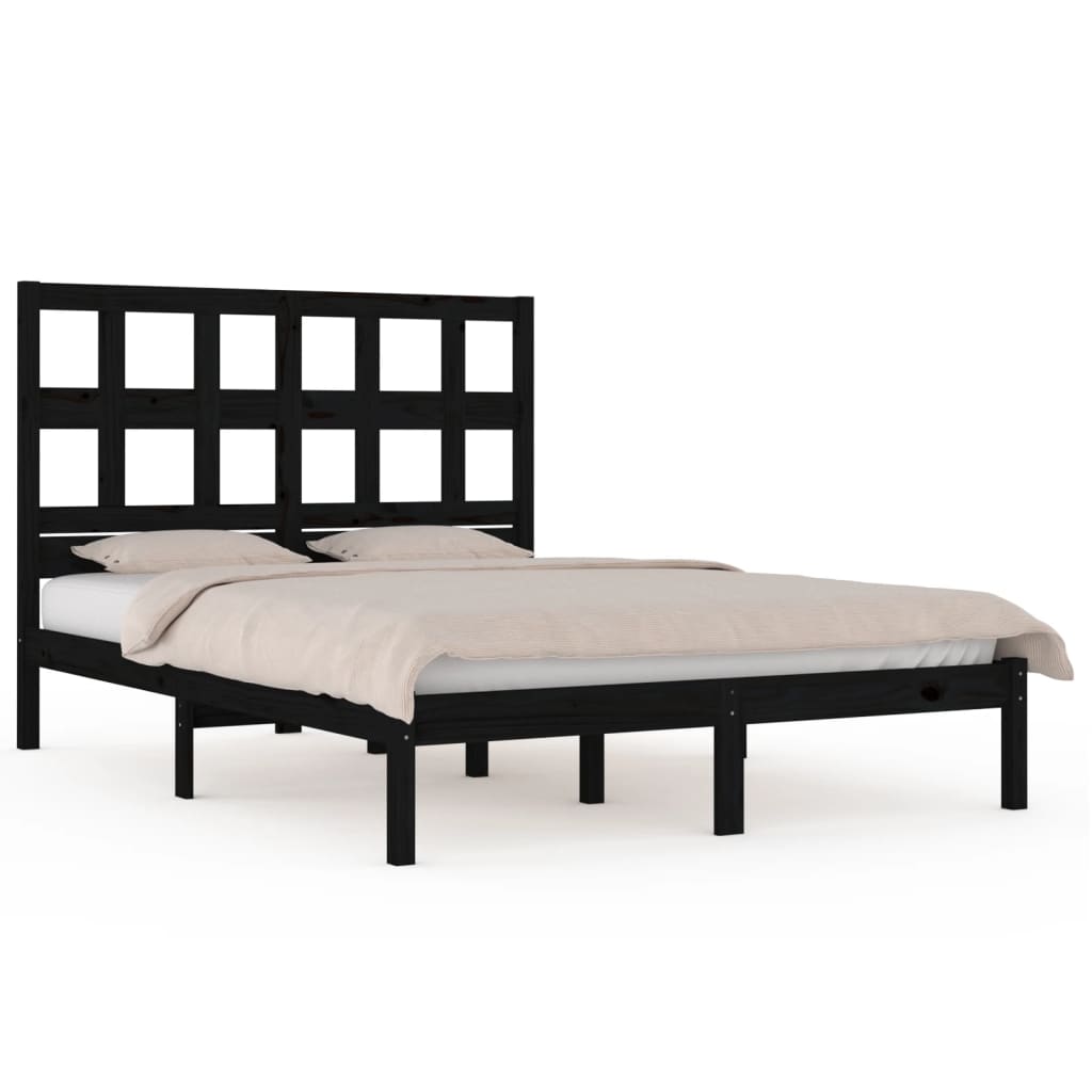 Estrutura de cama super king 180x200 cm madeira maciça preto