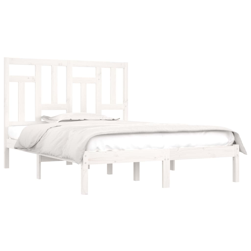 Estrutura de cama casal 135x190 cm pinho maciço branco