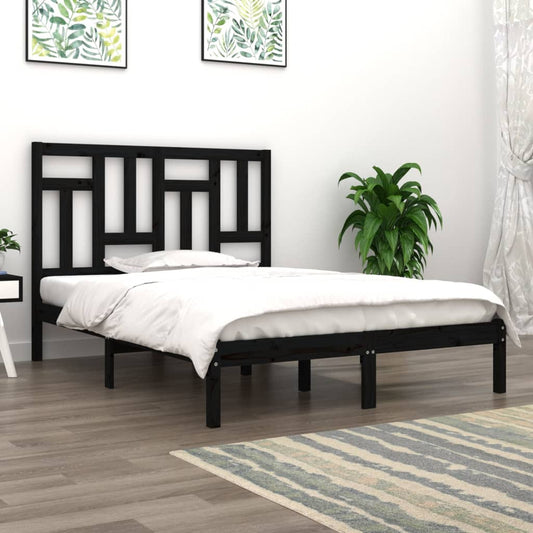 Estrutura de cama 140x190 cm madeira de pinho maciça preto