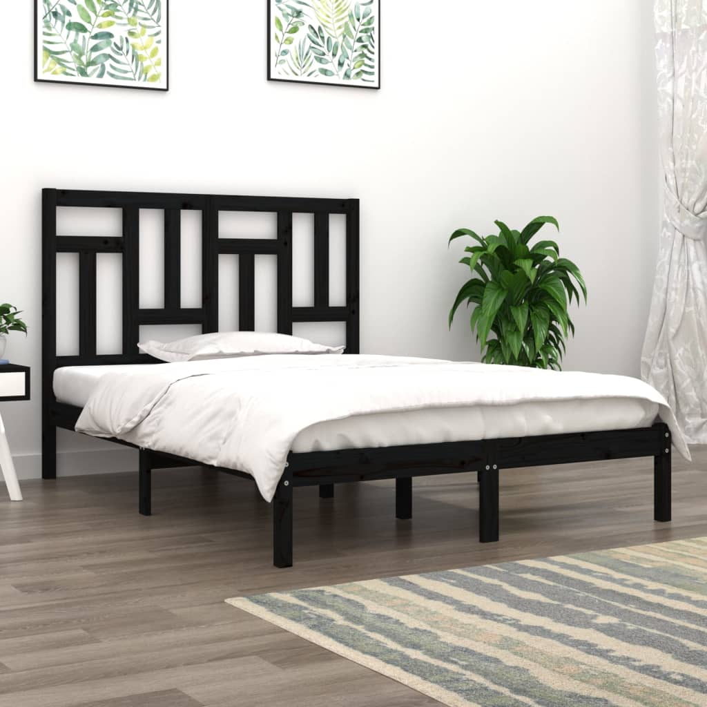 Estrutura de cama 160x200 cm pinho maciço preto