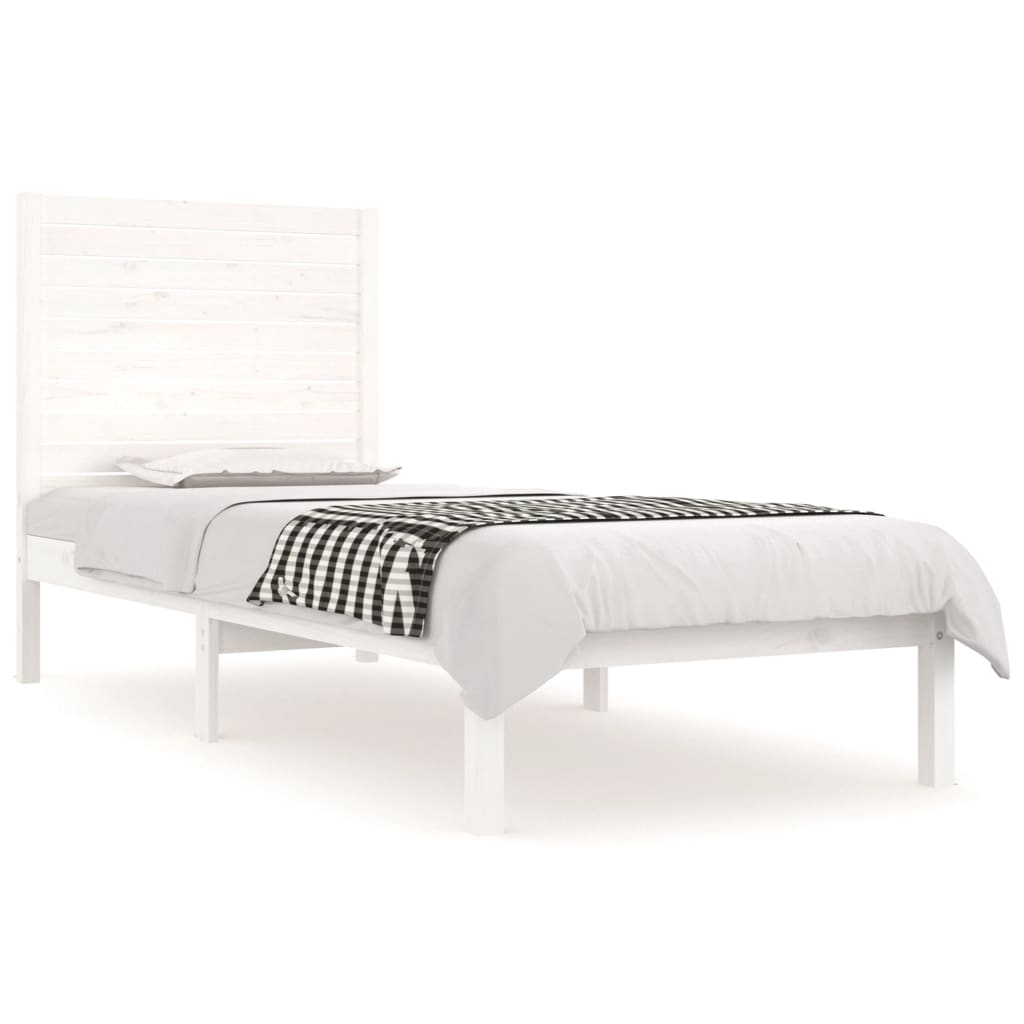 Estrutura de cama solteiro 90x190 cm madeira maciça branco