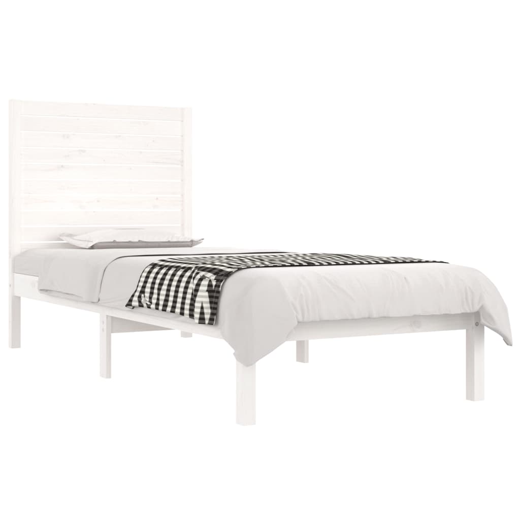 Estrutura de cama solteiro 90x190 cm madeira maciça branco