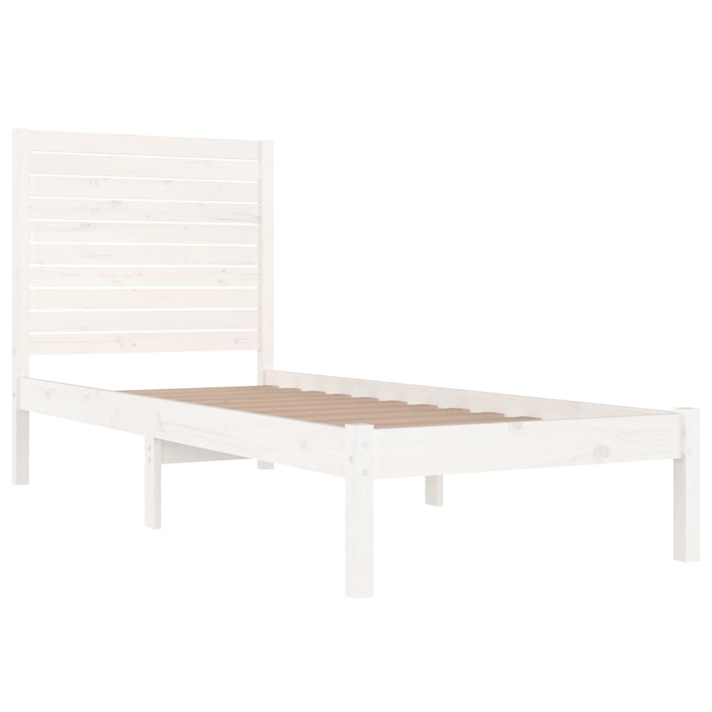 Estrutura de cama solteiro 90x190 cm madeira maciça branco