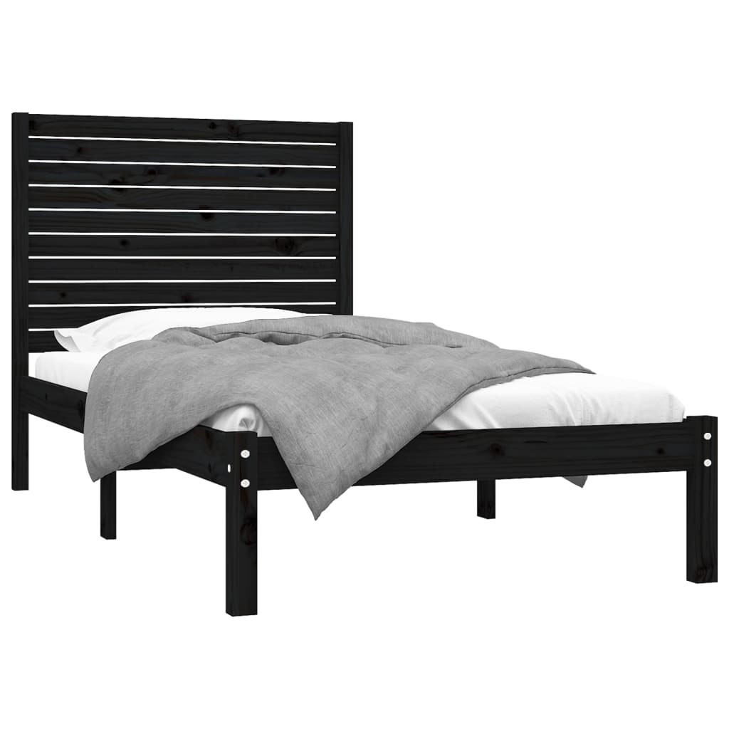 Estrutura de cama 90x200 cm madeira maciça preto