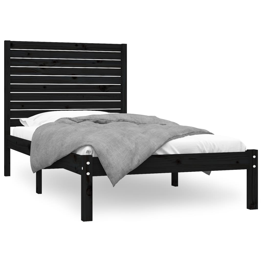 Estrutura de cama 100x200 cm madeira maciça preto