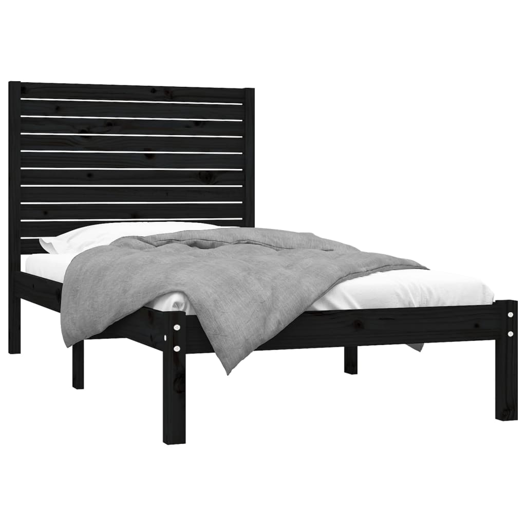 Estrutura de cama 100x200 cm madeira maciça preto