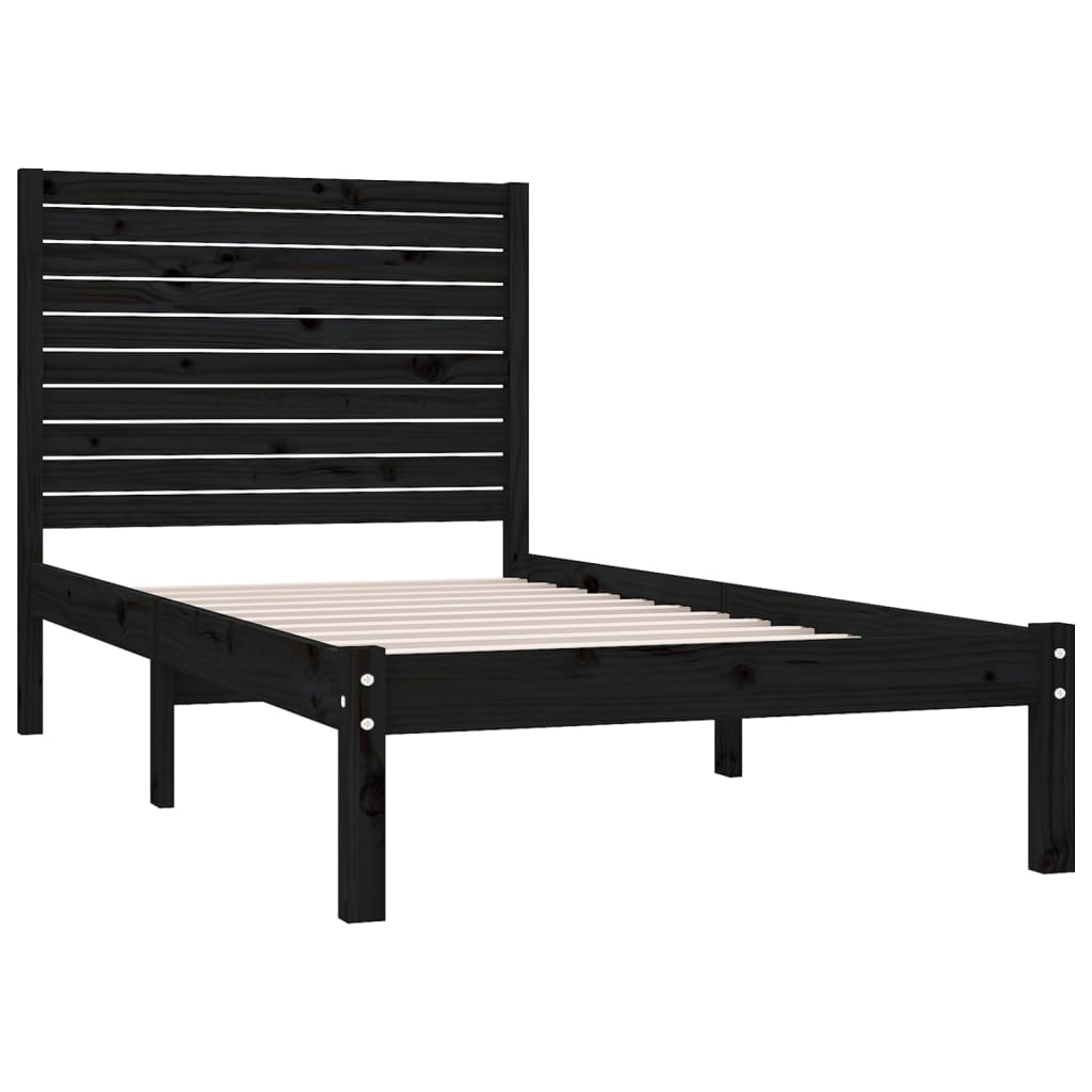 Estrutura de cama 100x200 cm madeira maciça preto