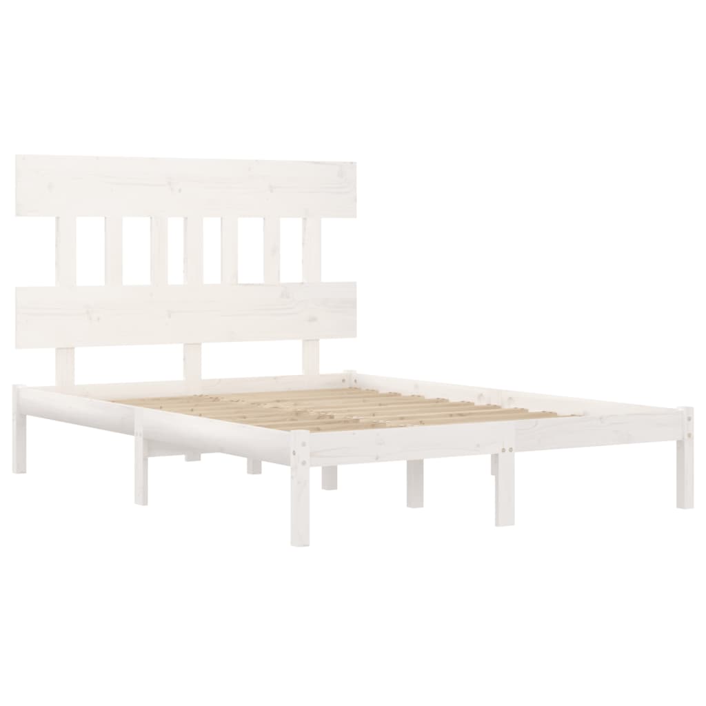 Estrutura de cama 140x190 cm madeira maciça branco