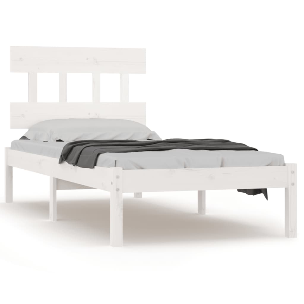 Estrutura de cama 100x200 cm madeira maciça branco