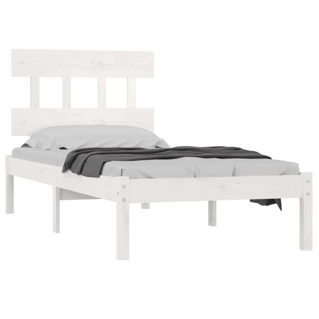 Estrutura de cama 100x200 cm madeira maciça branco