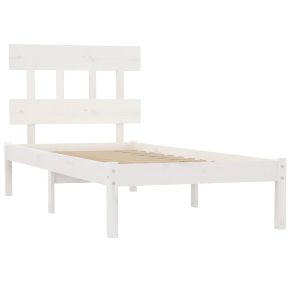 Estrutura de cama 100x200 cm madeira maciça branco