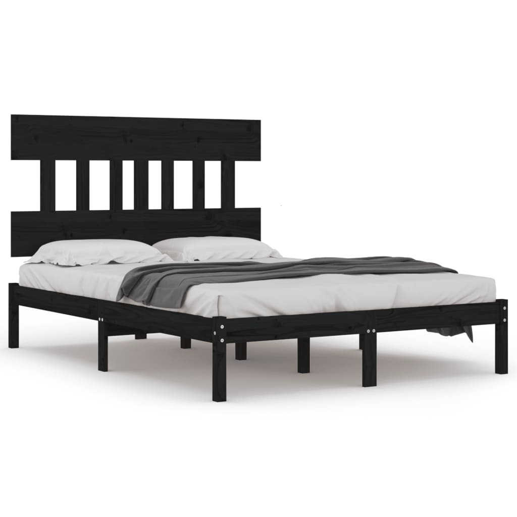 Estrutura de cama super king 180x200 cm madeira maciça preto