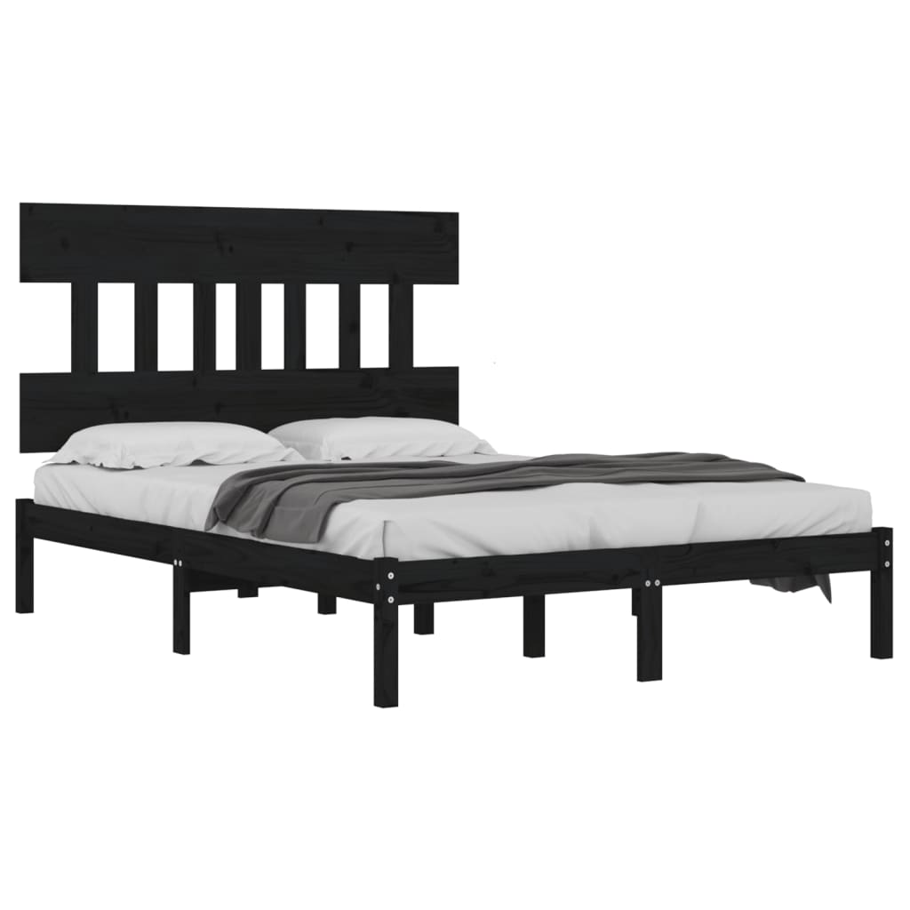 Estrutura de cama super king 180x200 cm madeira maciça preto