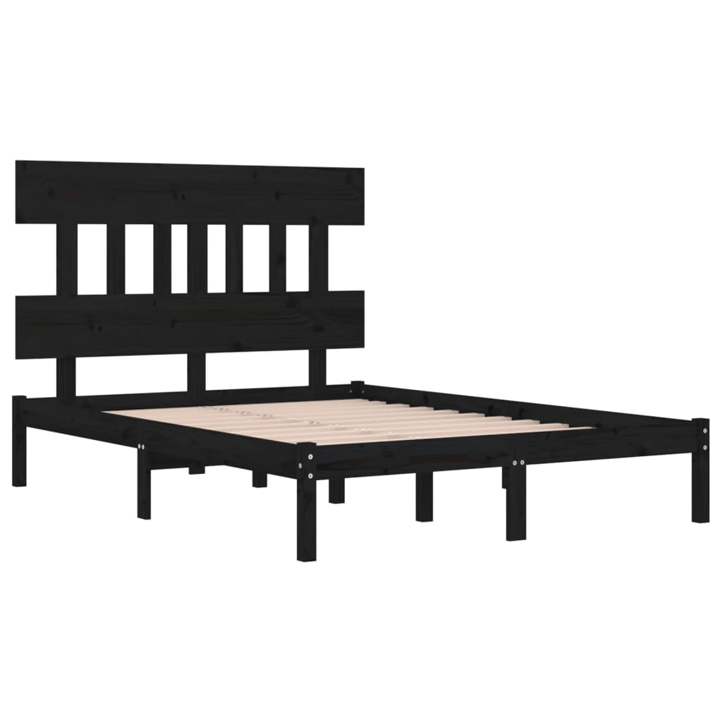 Estrutura de cama super king 180x200 cm madeira maciça preto