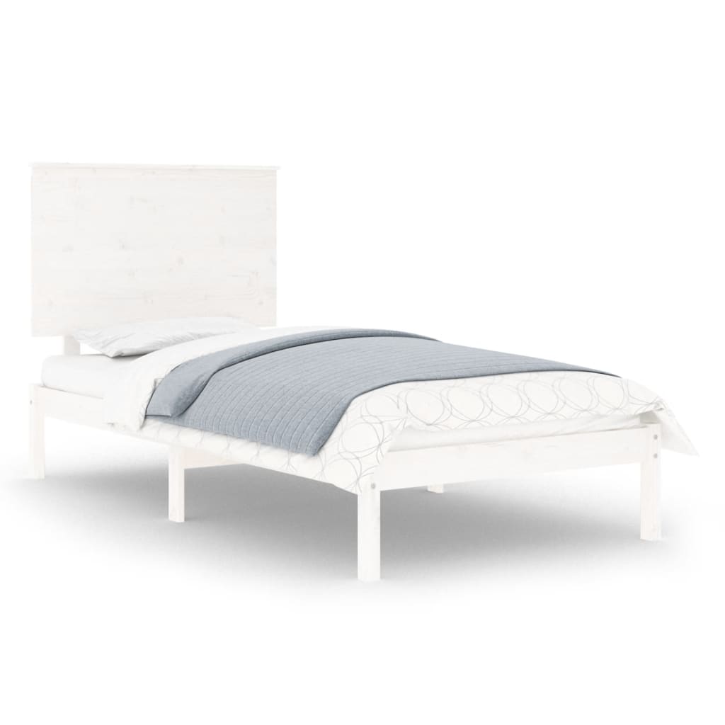 Estrutura de cama solteiro 90x190 cm madeira maciça branco