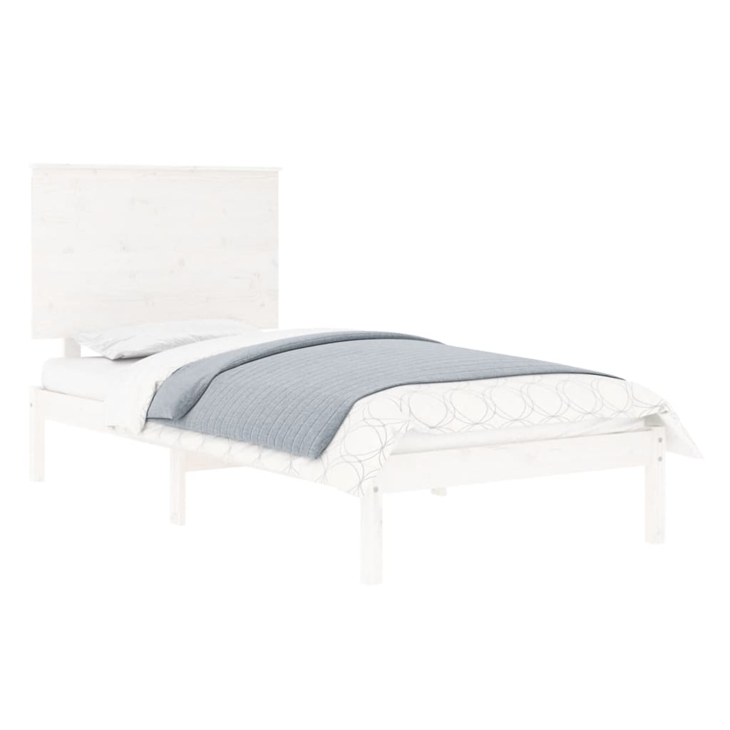 Estrutura de cama solteiro 90x190 cm madeira maciça branco