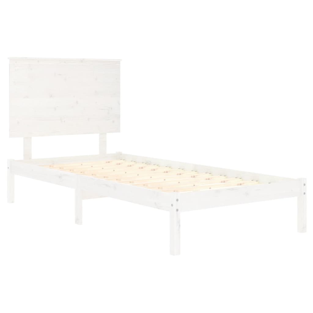 Estrutura de cama solteiro 90x190 cm madeira maciça branco