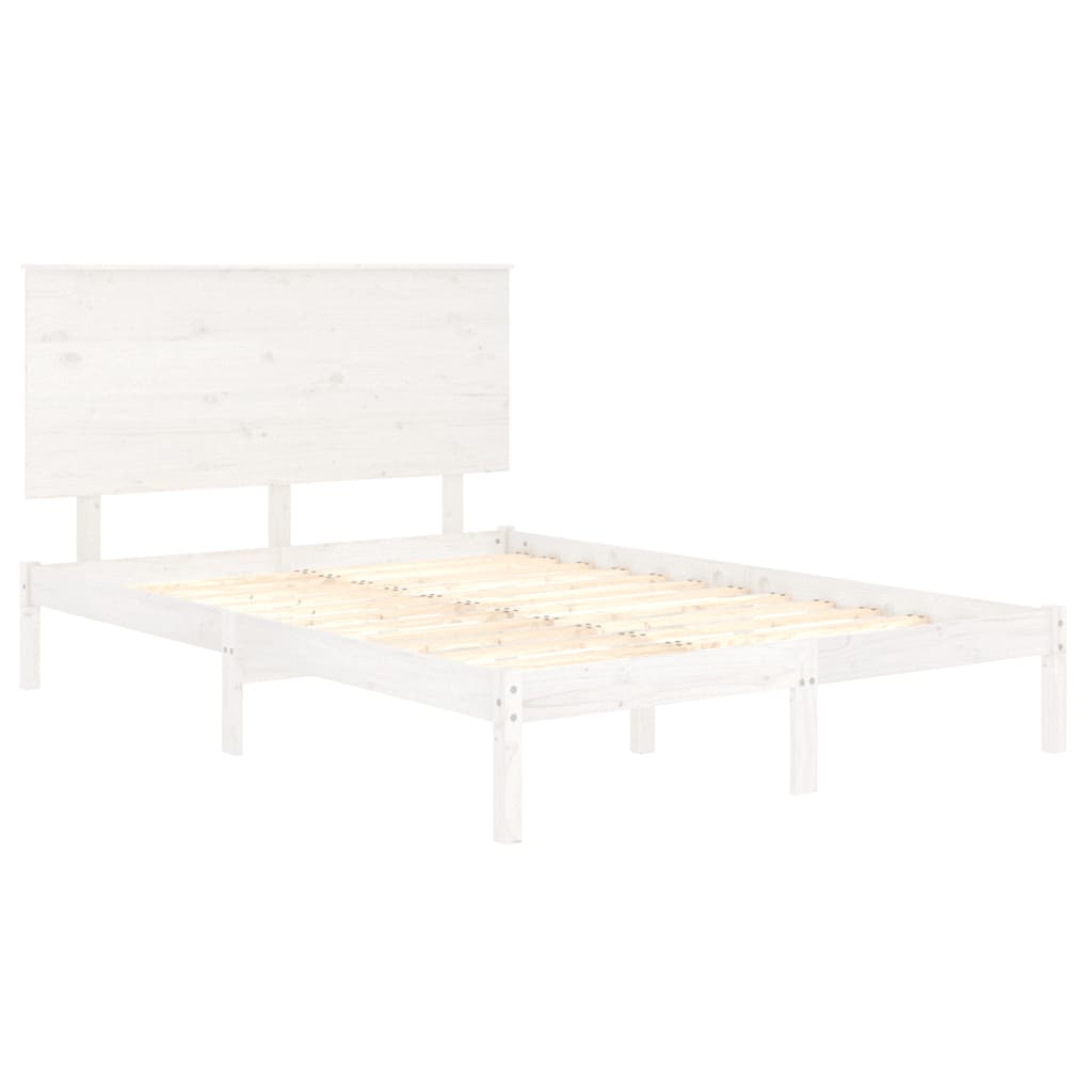 Estrutura de cama 140x200 cm madeira de pinho maciça branco