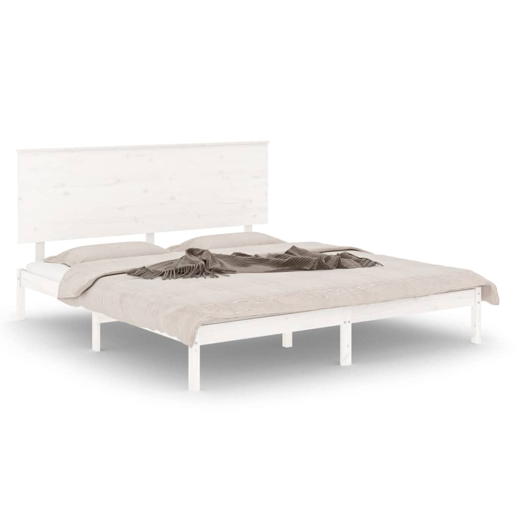 Estrutura de cama king 150x200 cm madeira maciça branco